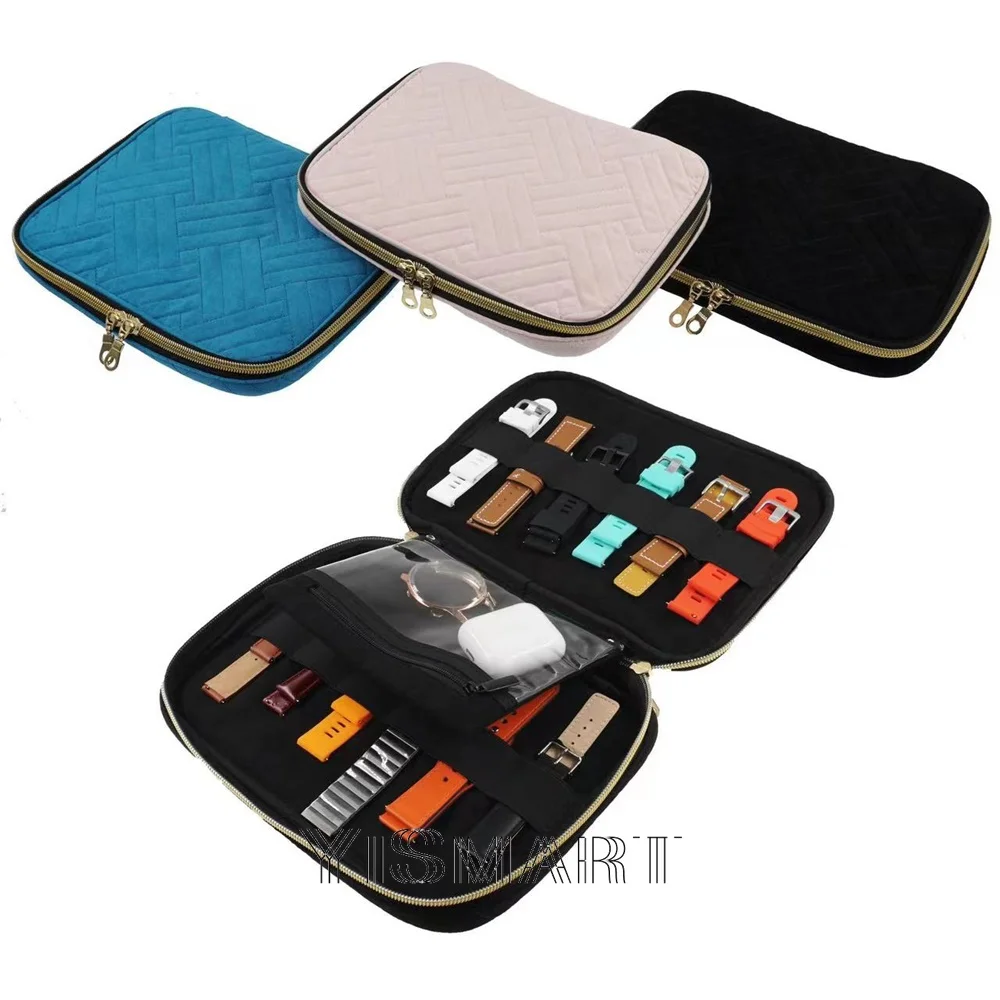 12/26 Slot Goose Down Watch Strap Organizer Pouch Velvet Watchband Storage Bag Box for Apple Watch Band Holder Case