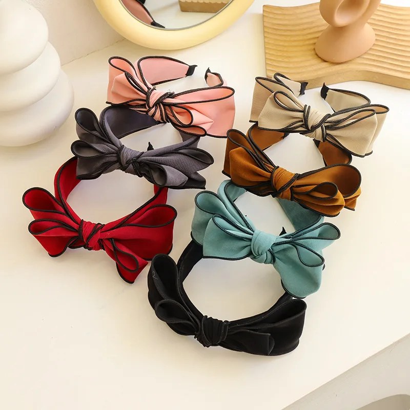 New Flower Headband Women Solid Color Knotted Hairband knitting Hair Hoop Girls Retro makeup Hair Accessories