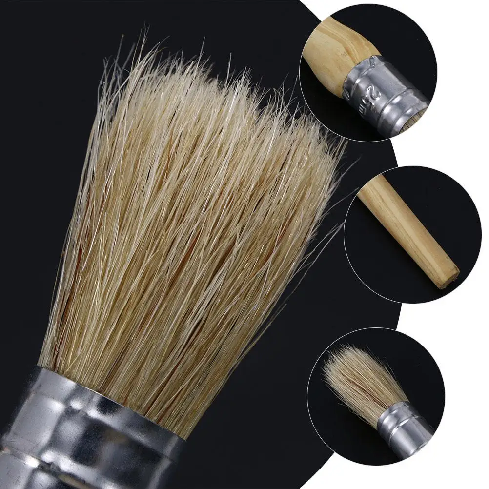 2Pcs Round Craft Artist Durable Practical Paint Brushes Wax Paint Brush Bristles Furniture Watercolor Oil Painting Tools