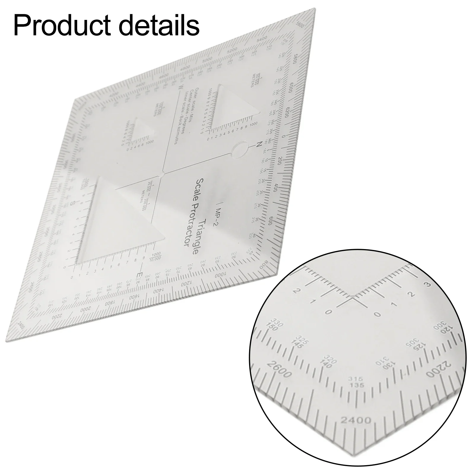 Transparent Coordinate Scale Ruler Protractor For MGRS USNG For Map Reading Land Sea Surveying Engineering Tool