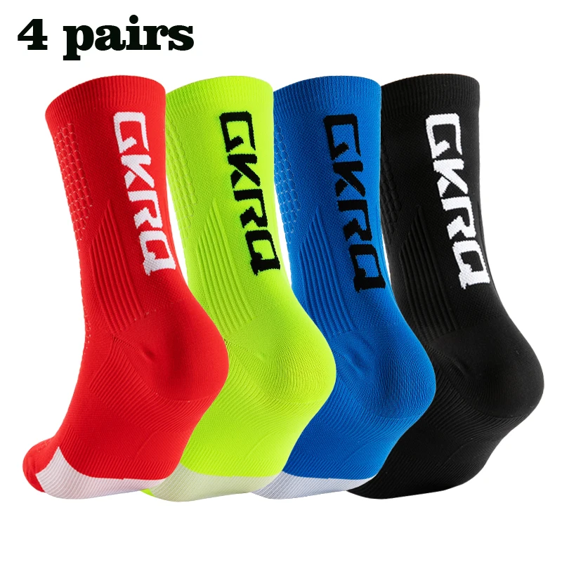 

4pairs 2025 New Cycling Socks Bike Nurse Compression Road Bike Running Mtb Knee-high White Sports Funny Brand Black