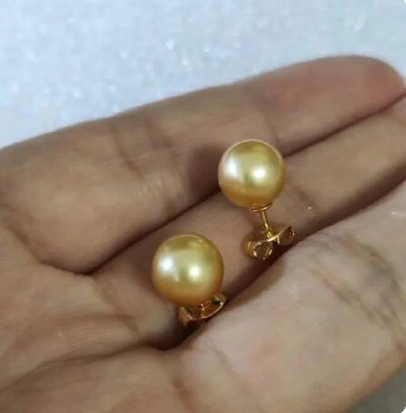 Wholesale AAAAA Yaya 9-10mm gold bead earrings 14K gold limited time promotion to make exquisite jewelry.