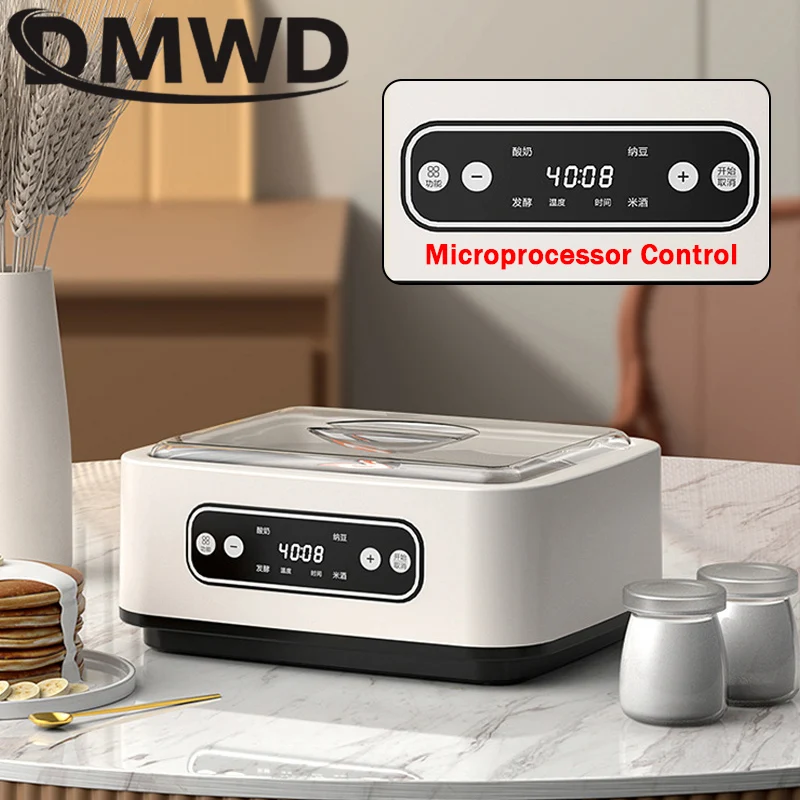 Yogurtera eléctrica de 110V/220V, máquina de yogur con temperatura ajustable, calefacción termostática, Enzima Natto, arroz, vino, fermentador