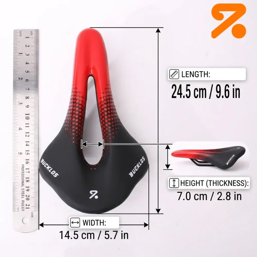 BUCKLOS Hohler Rennradsattel, atmungsaktiver Fahrradsitz, wasserdichte Oberfläche, Fahrradsattel für Mountainbike und Gravelbike – Detail 11