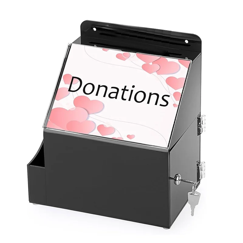 FORW-Acrylic Suggestion Box With Lock Wall Mounted Acrylic Donation Box With 5X7inch Sign Slot Office Ballot Boxes