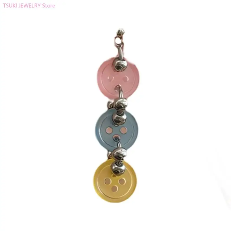 62KE Button Jewelry Accessory with Silver-Tone Detail for Outfit Styling