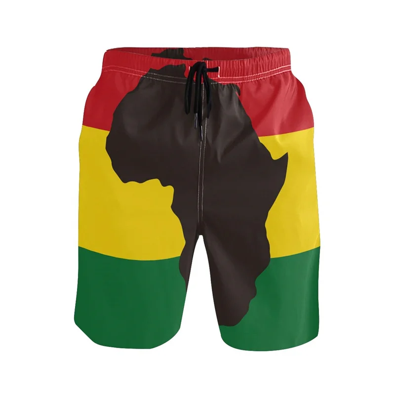 3D Africa Rasta Reggae Flag Printing Shorts Pants Hip Hop y2k Board Shorts Summer Casual Vacation Swimsuit Cool Surf Swim Trunks