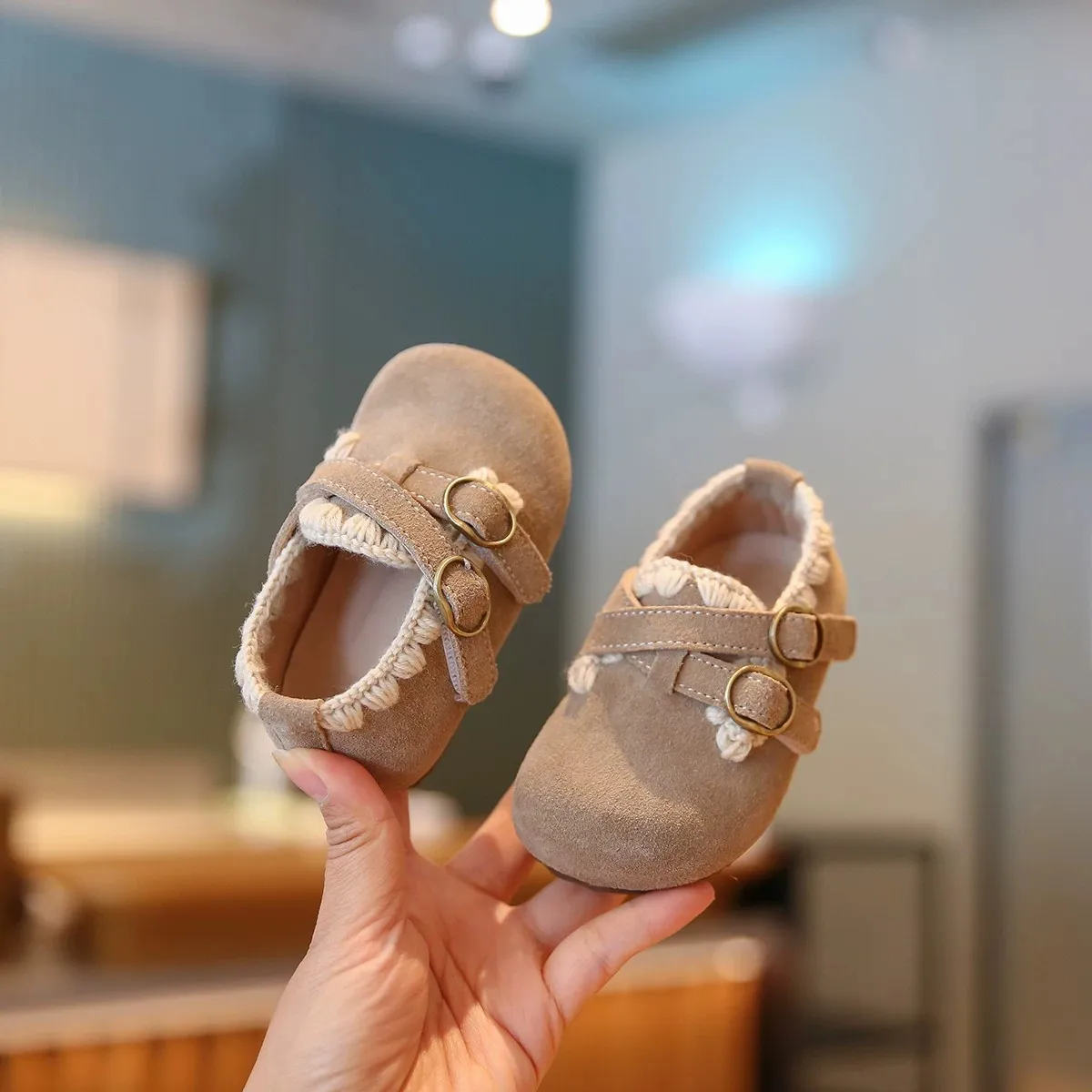 2026 Korean Style New Arrival First Walking Shoes for 0-2 Years Baby Girls Infant Toddler Leather Upper Solid Color Non Slip​
