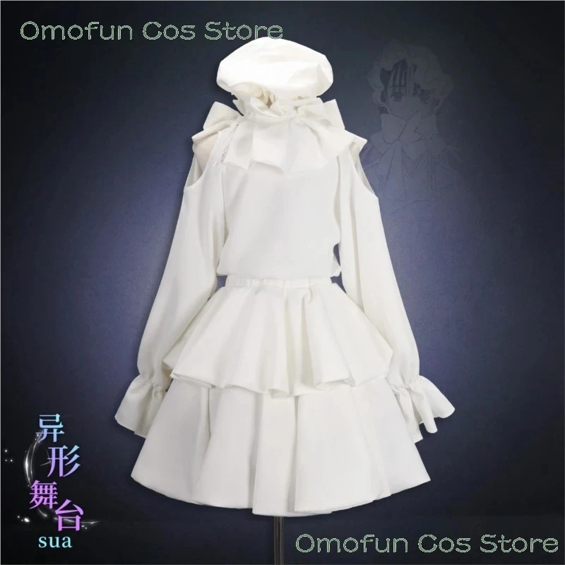 ABC123Omofun Cos Store Alien Stage Young Sua Dress Gown Cosplay Costume Wig Pure White Halloween Party Roleplay Lo3;b,6/k'5; view 3
