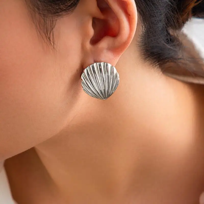 

Простые металлические двусторонние серьги-капли с гребешком для женщин, модные нерегулярные C-образные пряжки для ушей, рождественские ювелирные аксессуары