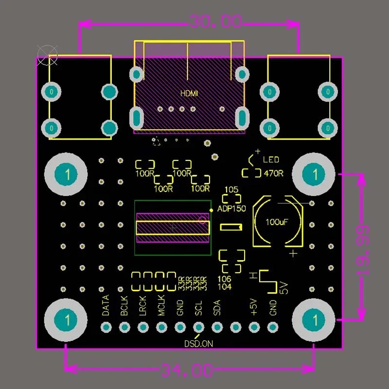 DLHiFi HDMI Compatible To I2S Receiver I2S to HDMI Transmitter Board Differential I2S Signal Conversion DAC Decoder