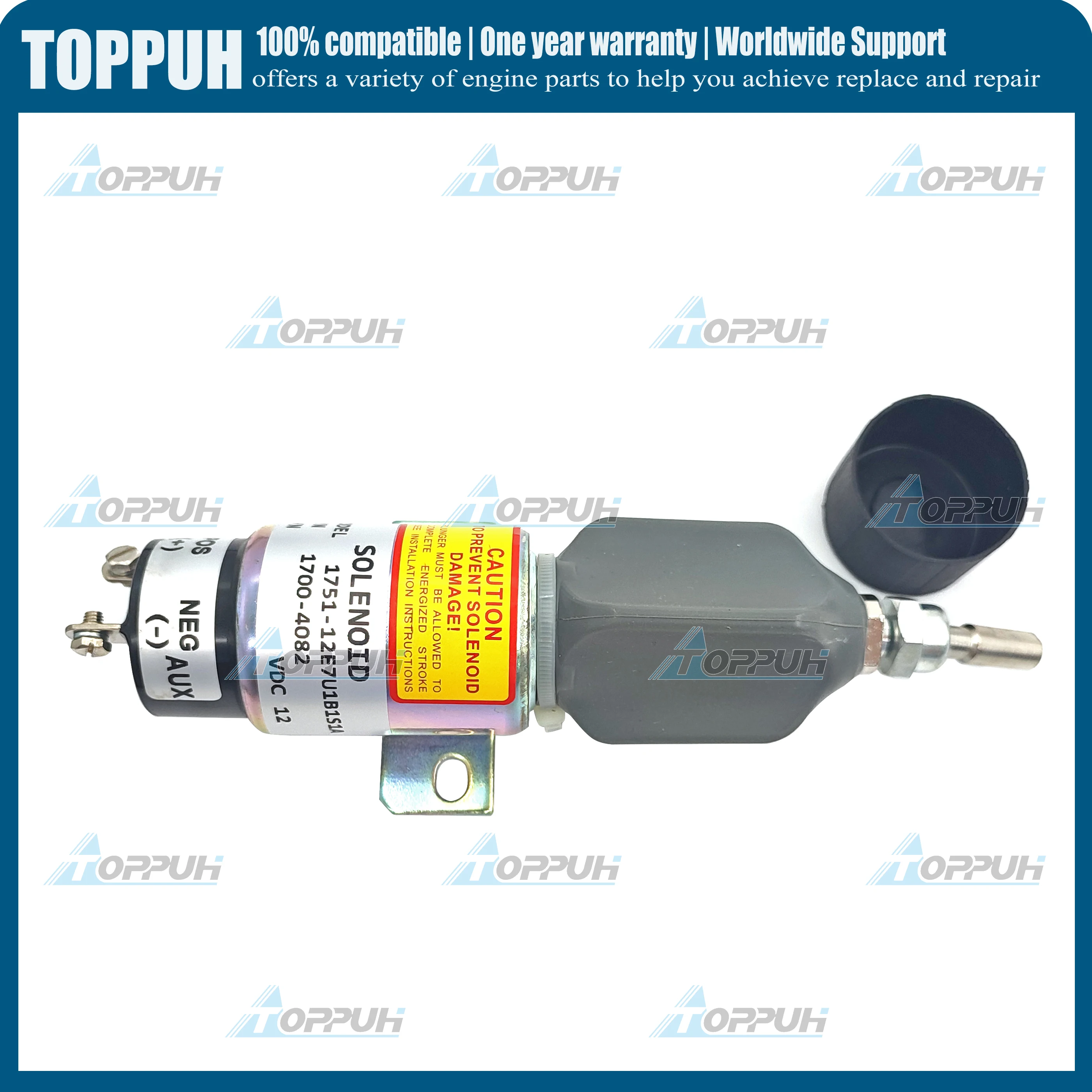 TOPPUH 12V Fuel Shutdown Solenoid Valve 1700-2507 1751-12E7U1B1S1A