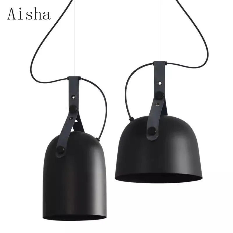 Imagem -05 - Nordic Minimalista Black Belt Lustre Restaurante Bar Counter Pendant Lamp Fixture Bedside Personalizado Quarto