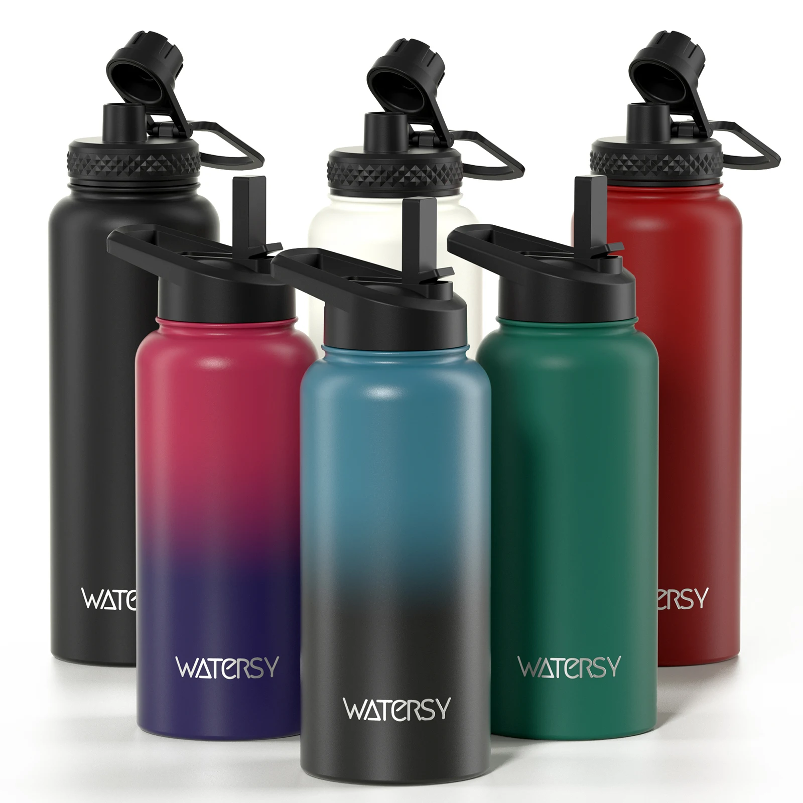 WATERSY 15/32 Unzen Sportwasserflasche, Edelstahl-Thermoflasche, doppelte Isolierflaschen, Auto-Reisebecher für Reisen, Fitnessstudio, Büro