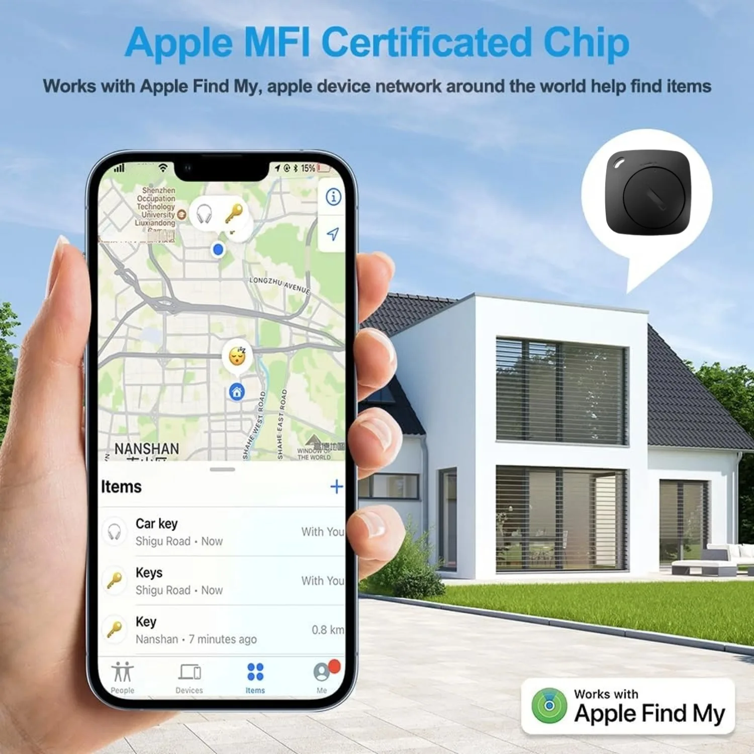 يعمل جهاز المقتفي الذكي مع Apple Find My APP Pet Kids Luggage Key Tracking Global Accurate Positioning Bluetooth Tag Tracker