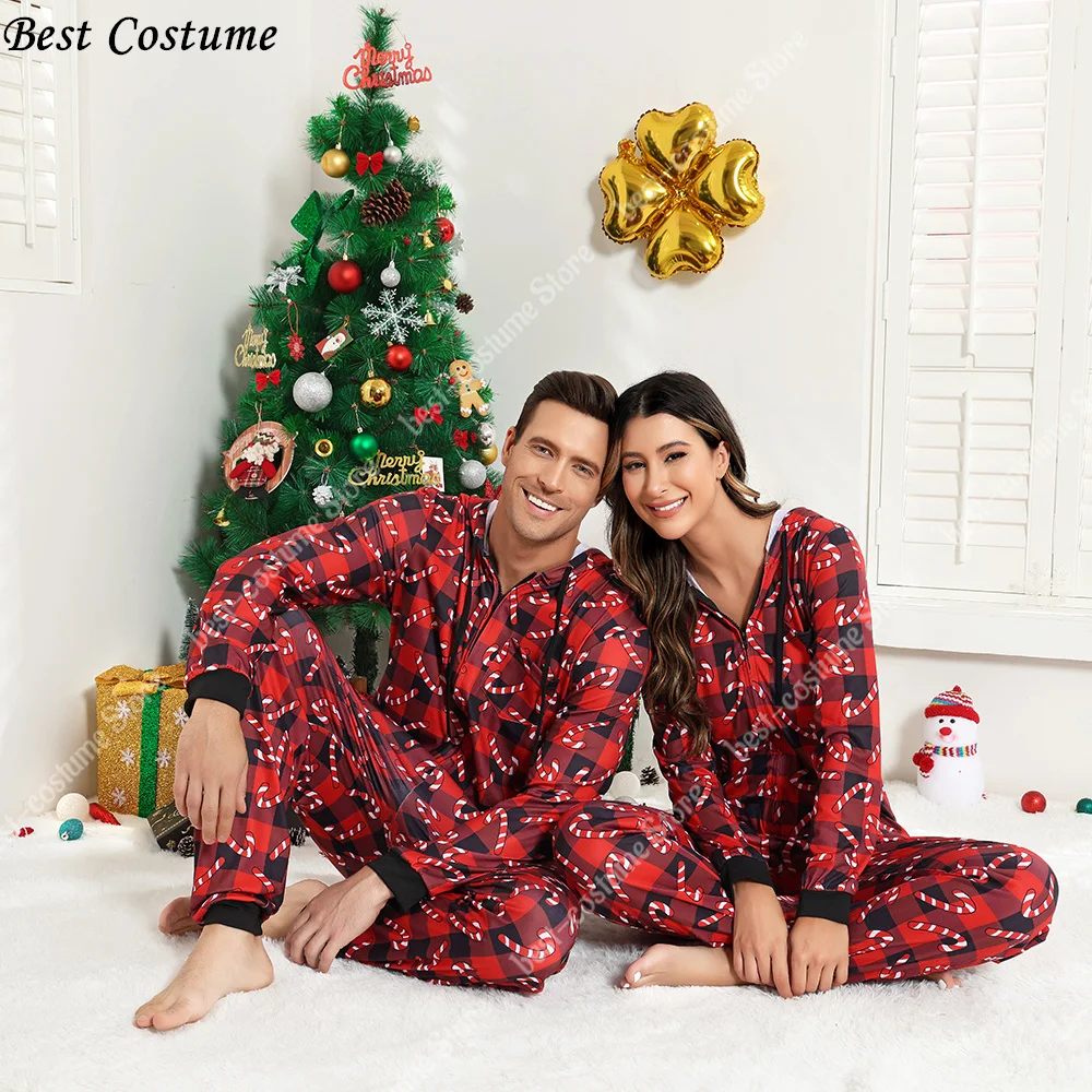 Christmas Pajamas Couples Onesies for Women Men Family Holiday PJs Adult New Year Cute Printed Sleepwear