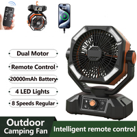 20000mAh Battery Camping Fan with 4 LED Lantern 8 Speeds Desk Fan Portable Outdoor Fan for Outdoor Camping Tent and Fishing