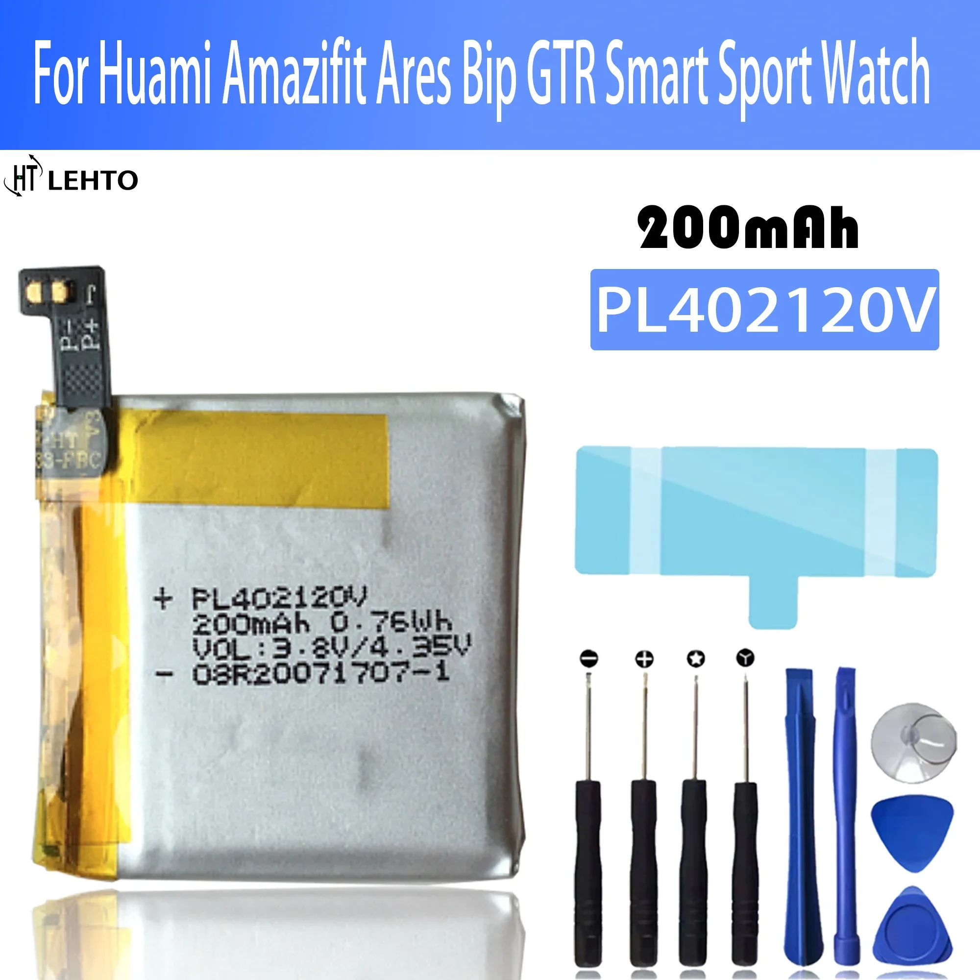 

PL402120V A1608 Battery For Huami Amazifit Ares Bip GTR Smart Sport Watch 402120 Original Capacity Batteries