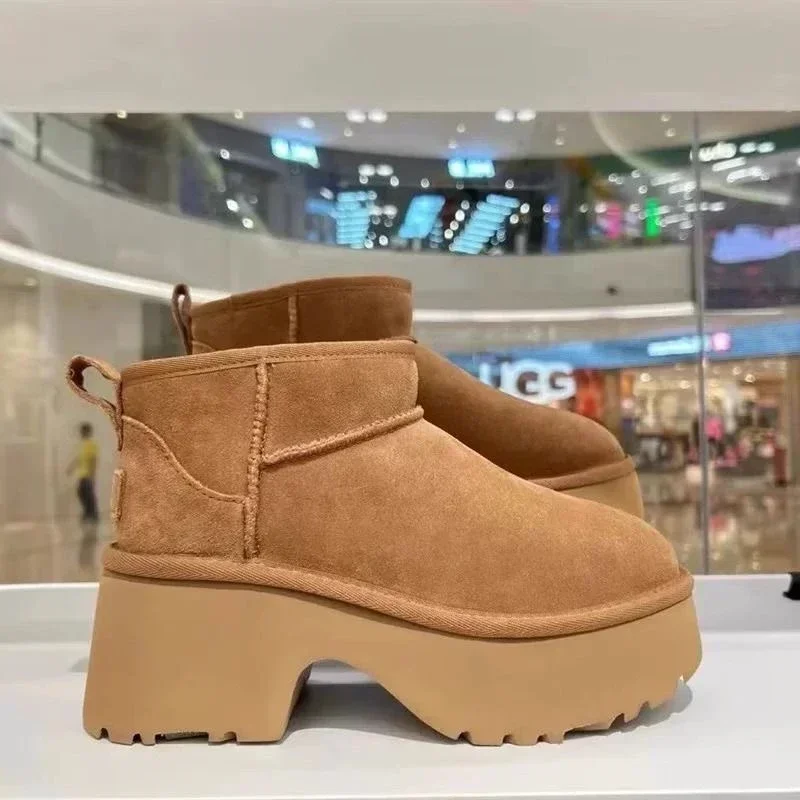 Diseñador de marca 2024 invierno nueva moda borde crudo diseñador retro botas de algodón simples ocio diario compras al aire libre botas de nieve