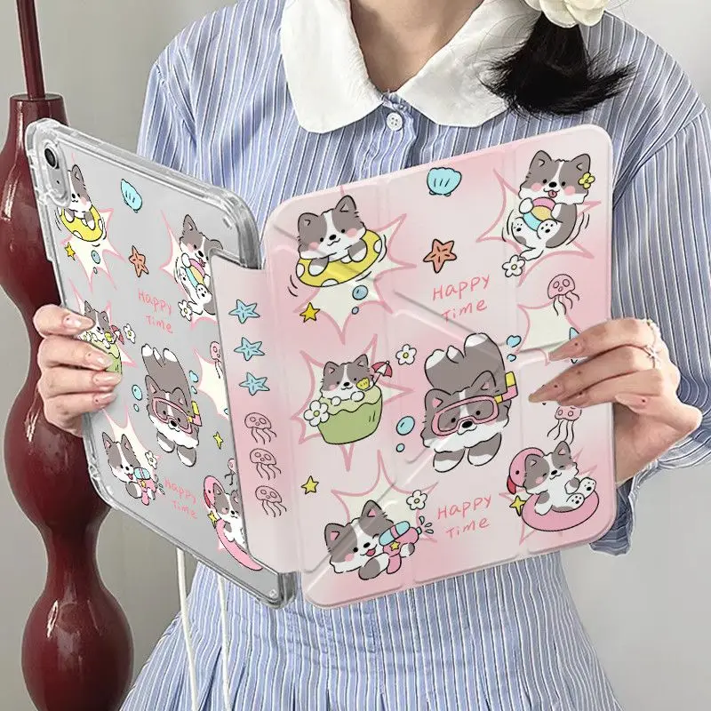 Cute Puppy Starfish Shell Water GunFor iPad Pro Air 13 11 M5 M4 M3 M2 2 1 11th A16 12.9