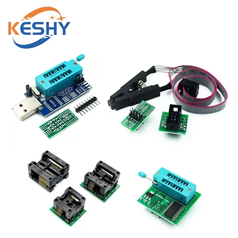 

CH341A/CH341B 24 25 Series EEPROM Flash BIOS USB Programmer Module SOIC8 SOP8 Test Clip For EEPROM 93CXX / 25CXX / 24CXX DIY KIT