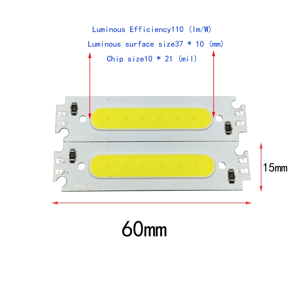 Chip de reflector COB, placa de circuito de tira pequeña LED de 12V y 2W para el hogar