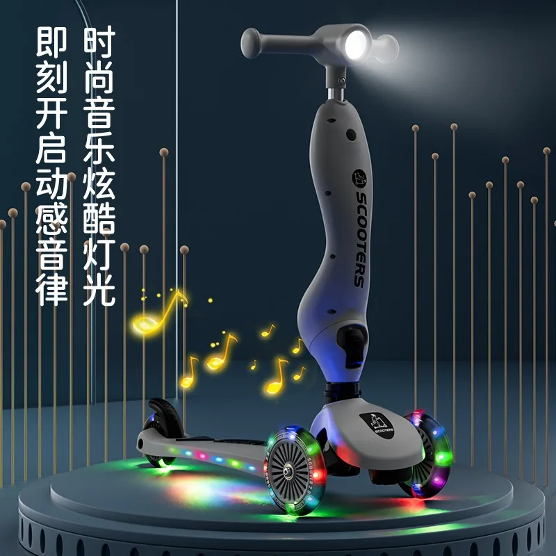 سكوتر Voor Kinderen Vouwen 3 Wiel لوح تزلج Driewieler Baby Draagbare Kinderwagen Hoverboard Speelt Muziek Balans Multimodaal