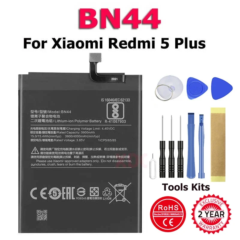 

High Quality New Pattern BN44 For Xiaomi Redmi 5 Plus Replacement Phone Battery WithFree Tools