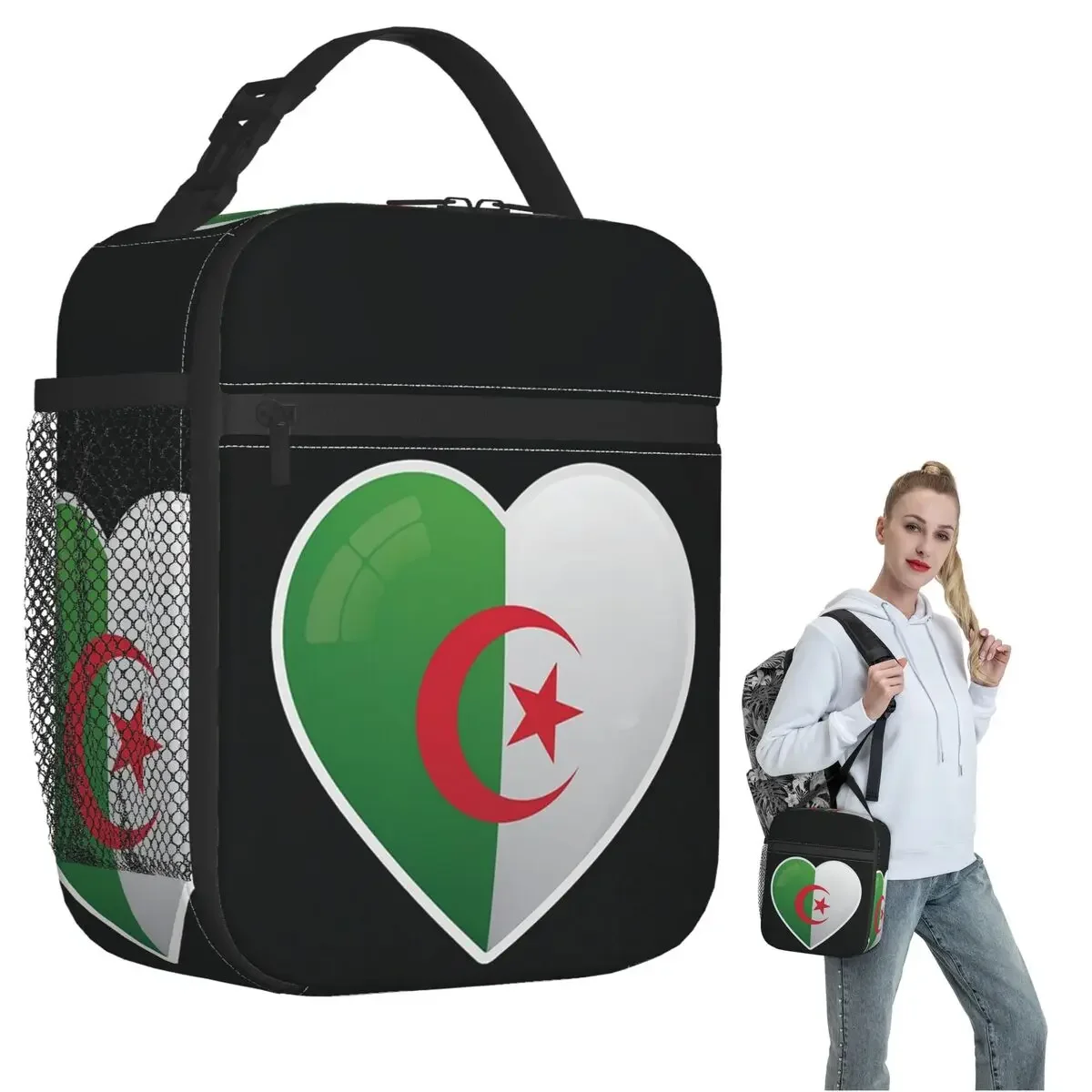 Algeria Algerian Flag Love Icon Insulated Lunch Bag for Women Kids Portable Food Boxes Thermal Lunch Box Tote