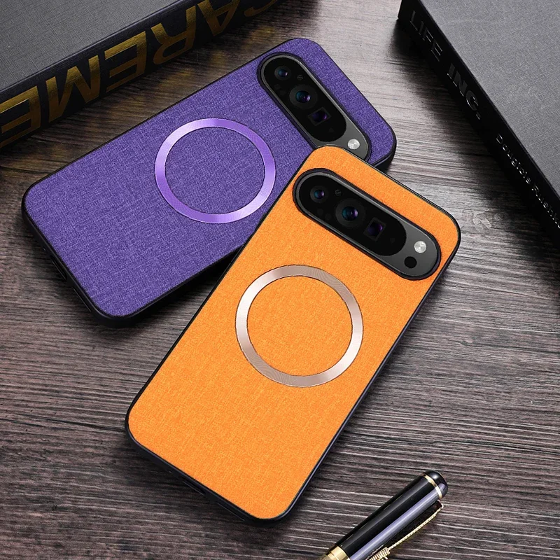 Funda de tela para Magsafe para Google Pixel 9 10 11Pro XL 8 7 6 9 10Pro 10A 9A 8A 7A 6A, cubierta de PC a prueba de golpes con carga magnética 3