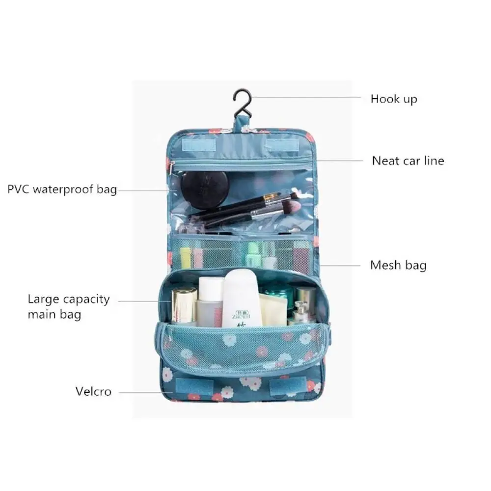 Hanging Travel Organizer Waterproof Makeup Bag, Large Capacity Toiletry Pouch Design,Portable Foldable Cosmetic Wash Storage Bag