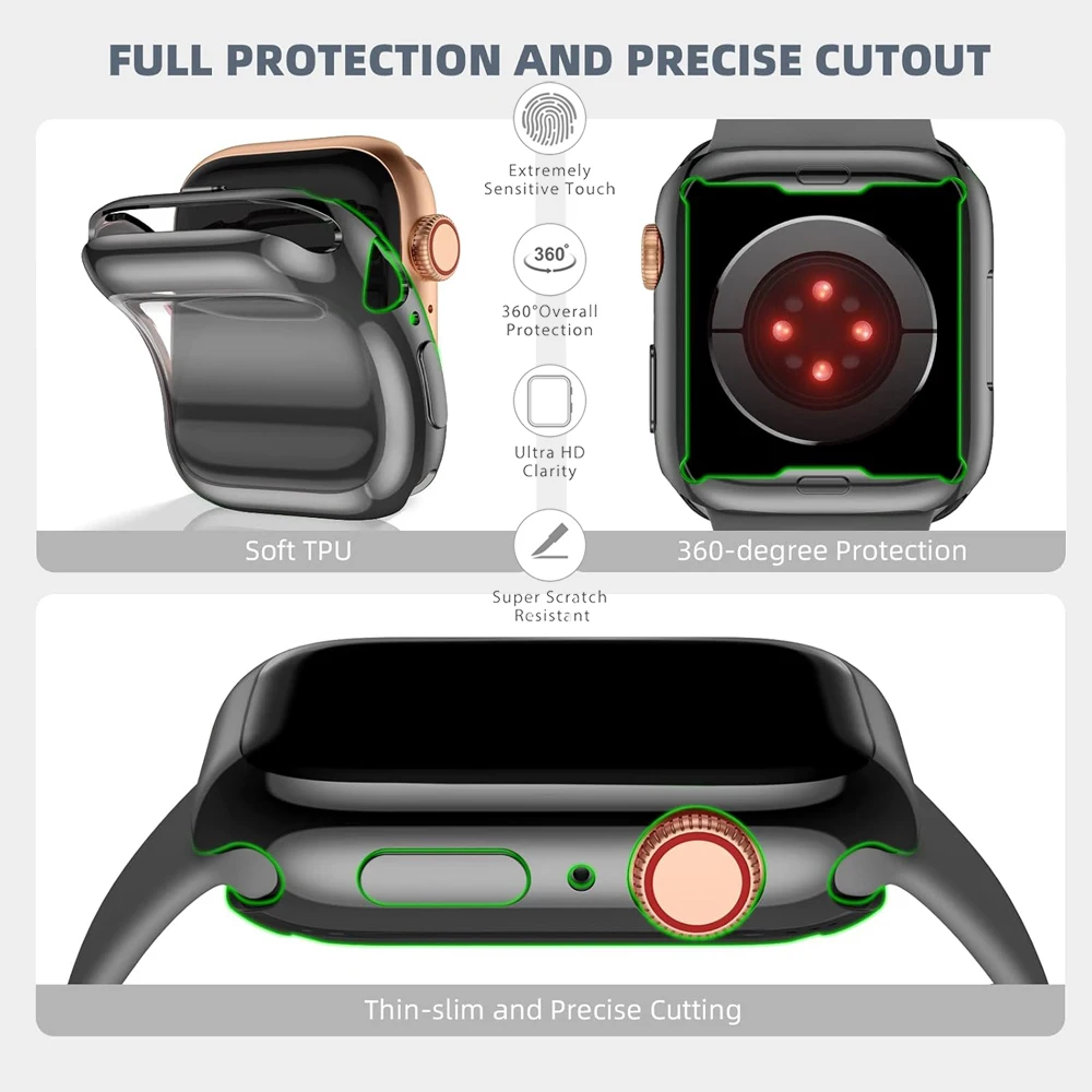 Case For Apple Watch 10 42mm 46mm Full Coverage Bumper Soft TPU Screen Protective Cover iWatch Series 10 Protector Shell Accesso