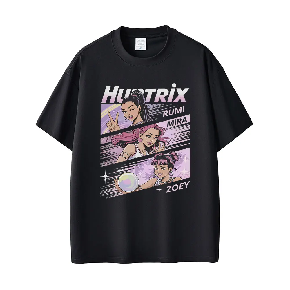

Kpop Demon Hunters Rumi Mira Zoey Graphic T Shirt Men Women Cartoon Casual Short Sleeve Tops T-shirts Men's Oversized Streetwear