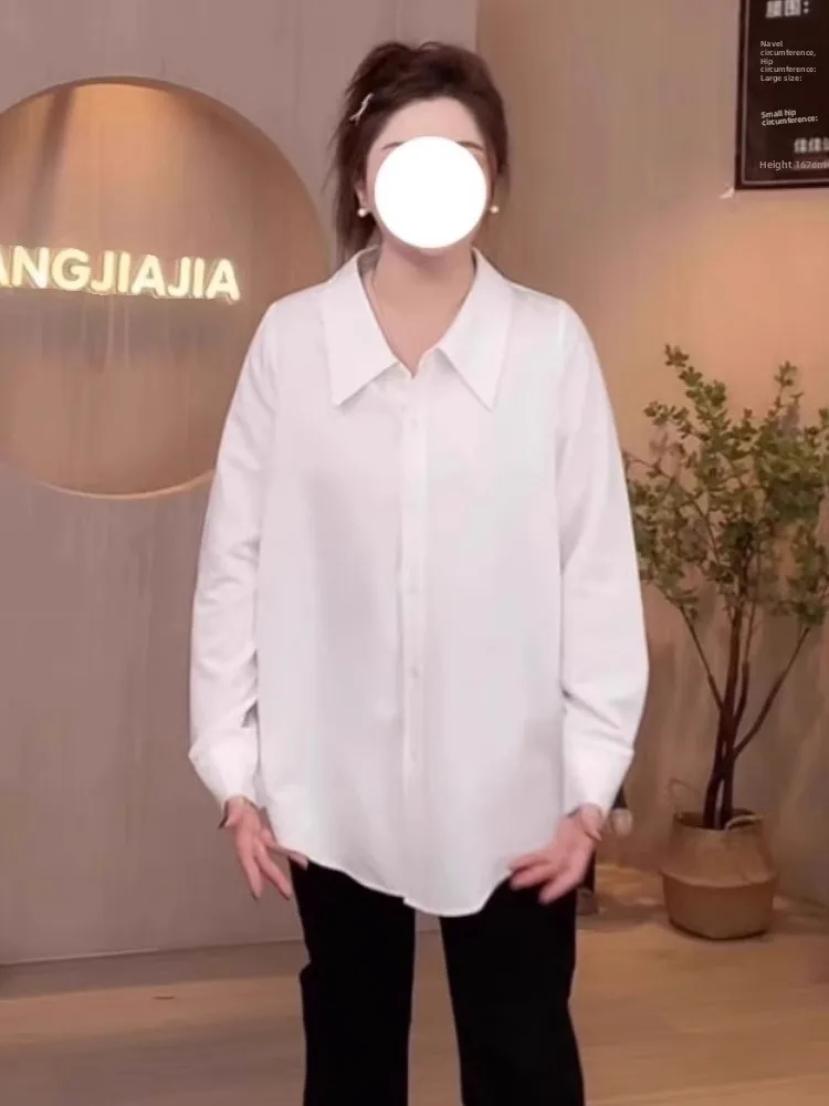 

Женский белый длинный свеч Ne irt больших размеров для похудения, скрывающий моющийся внутренняя часть, базовый топ для ранней осени