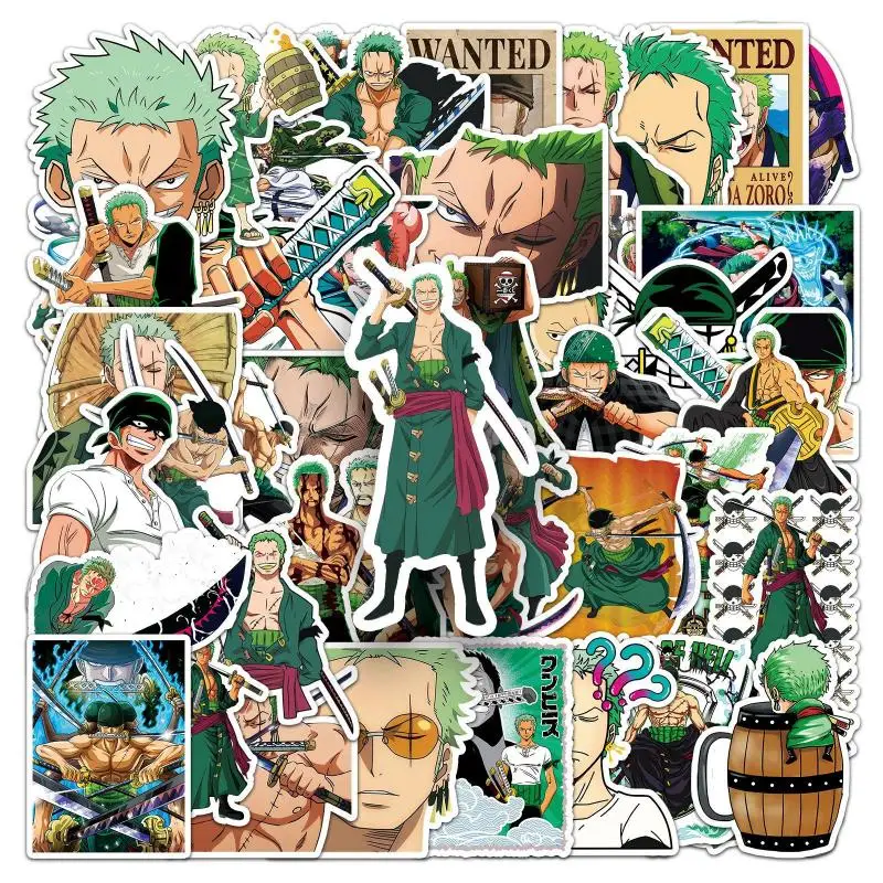 50 Stück Kawaii One Piece Zoro Aufkleber Anime Cartoon Notebook Wasserbecher Dekorieren Aufkleber Student Wasserdicht DIY Aufkleber Geschenk