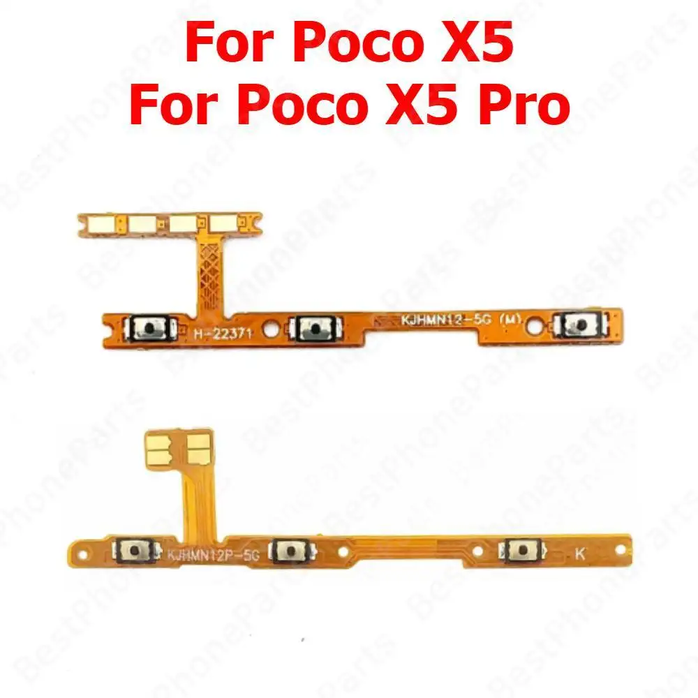 Power On Off Volume Flex Cable For Xiaomi Poco X5 Pro PocoX5 X5Pro Switch Side Button Mute Key Mobile Phone Replacement Parts