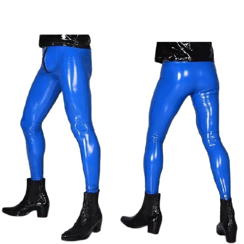 Mirror-Surface Latex Ammonia PU Skinny Pencil Pants Tight Casual Bright Leather Trousers Faux PVC Low Waist Ankle-Length Legging