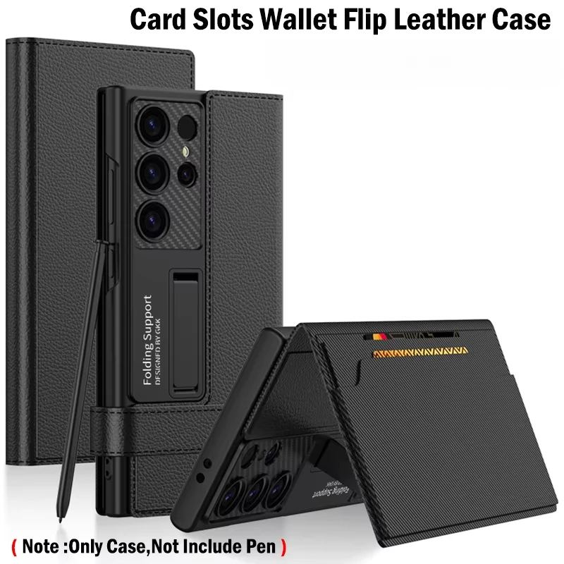 

Кожаный флип-чехол с подставкой для Samsung Galaxy S25Ultra S24Ultra S23Ultra с кошельком и слотом с поворотной магнитной пряжкой