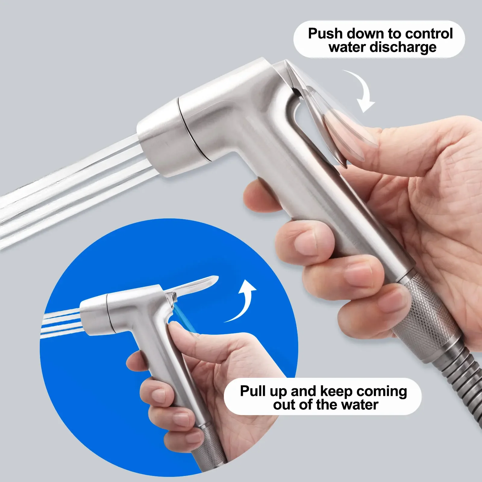 Toilet Bidet Spray Gun Two Functions ABS Plastic Chrome/Black/Brushed Nickel Bidet Shattaf Spray Toilet Shower Single Head view 3