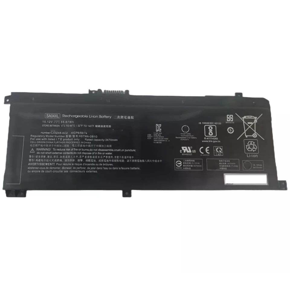 SA04XL 15.12V 55.67Wh Laptop Battery for HP ENVY X360 15-DR 15-DS HSTNN-UB7U L43248-AC2 L43248-421 L43267-005 L43248-541