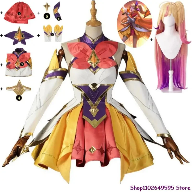 Game LOL Seraphine Star Guardian Cosplay Costume Wig Anime The Starry Eyed Songstress Sexy Woman Dress Outfit Halloween Suit MS5