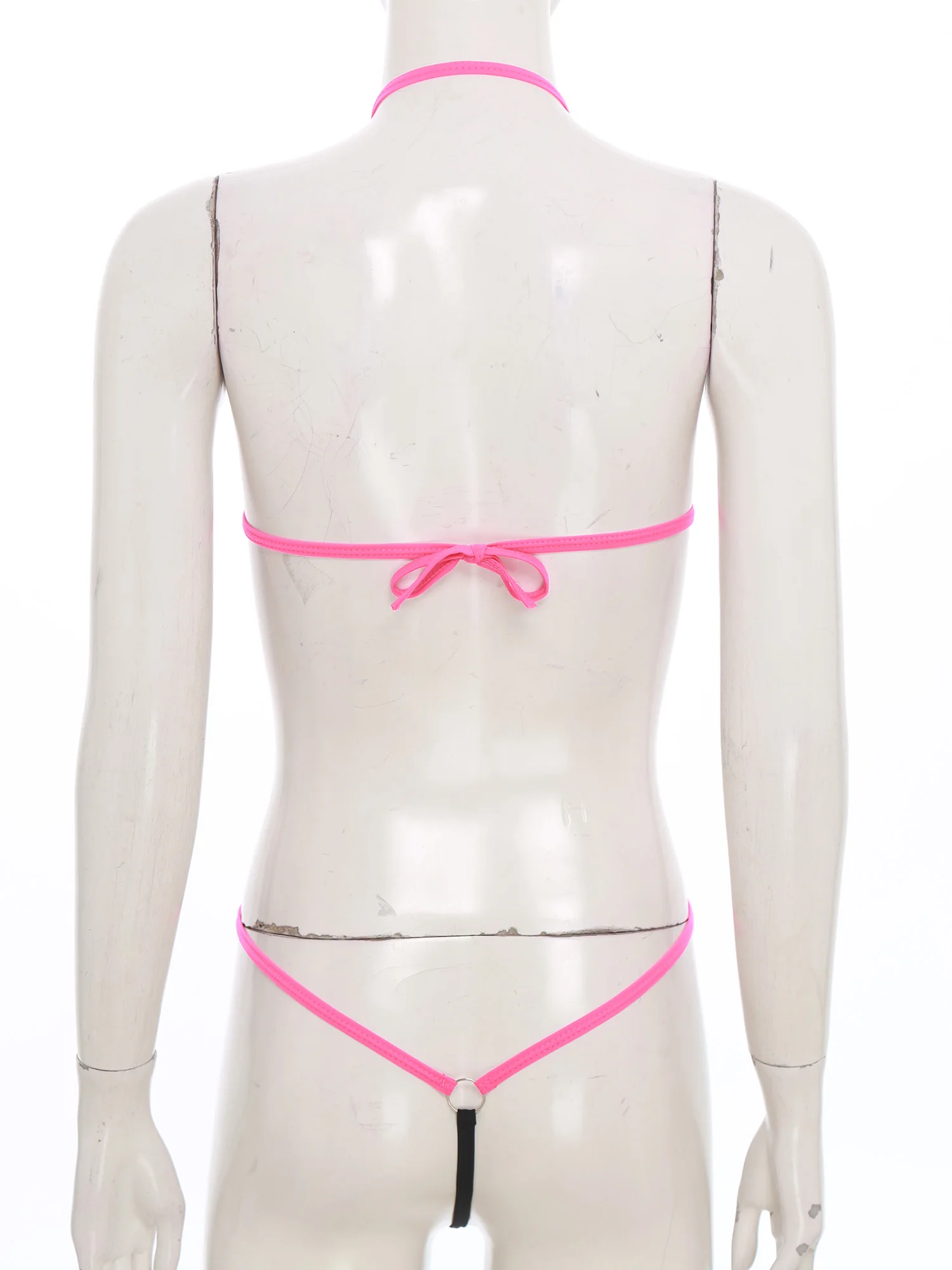 여성 마이크로 비키니 원피스 바디수트 수영복 홀터 백리스 T백 수영복 시스루 속이 비치는 레오타드 란제리