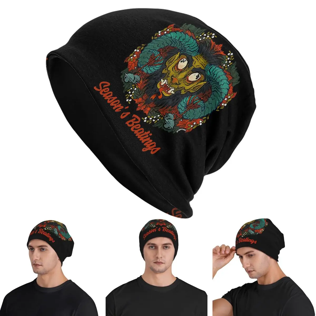 

People Call Me Ugly Krampus Sweaters Skullies Beanies Hats Warm Autumn Winter Outdoor Cap Knitted Bonnet Caps for Unisex Adult
