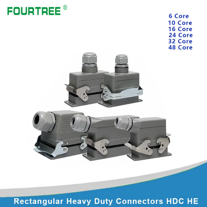 

Прямоугольные разъемы для тяжелых условий эксплуатации HDC-HE Промышленная водонепроницаемая авиационная розетка 16А Верхняя боковая розетка 6/10/16/24/32/48 Core