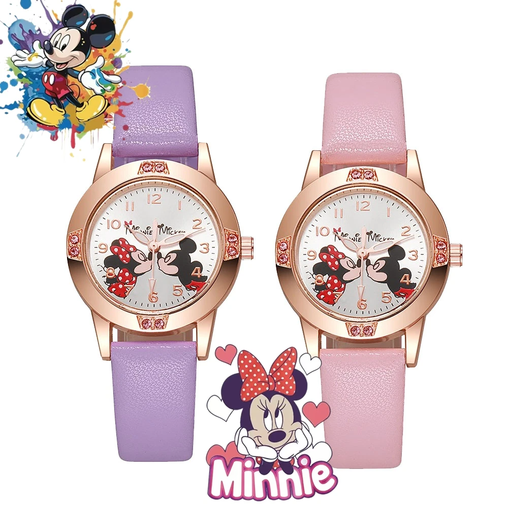 

Minnie Fashion Women's Watch Fashion Cartoon Children's Watch Quartz PU Leather Strap Mickey Boys and Girls Fashion Watch Gift