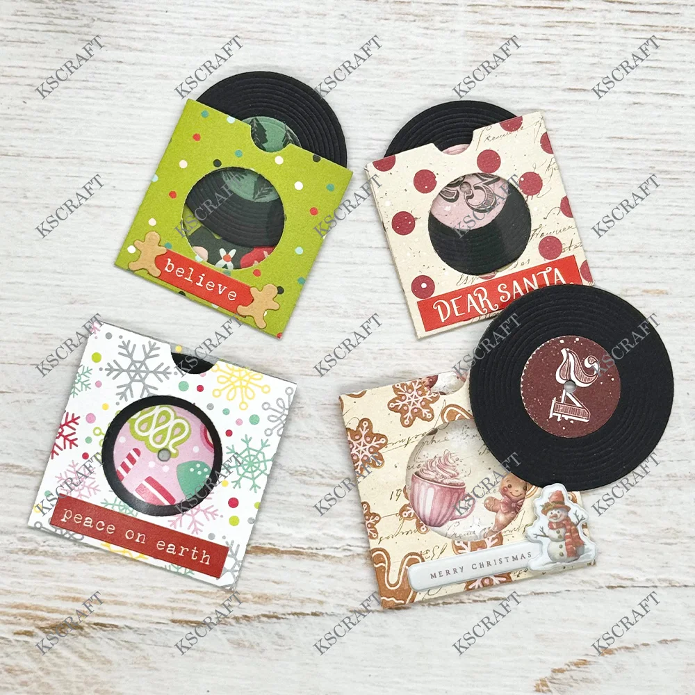 KSCRAFT Mini Records and Sleeves Cutting Dies Stencils for DIY Scrapbooking Decorative Embossing DIY Paper Cards
