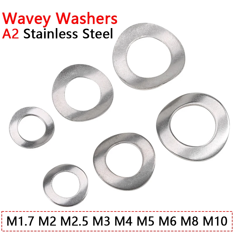GB860 DIN137A M1.7 M2 M2.5 M3 M4 M5 M6 M8 M10 304 Stainless Steel Wave Spring Washers Curved Spring Washer 50/100/200/300/500Pcs