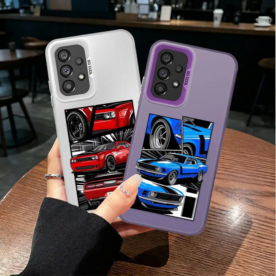 Case for Samsung Galaxy A06 A07 A04 A05 A54 A51 A52 A71 A50 A72 A56 A03 A10 A20 Back Phone Cover Muscle Car Cartoon