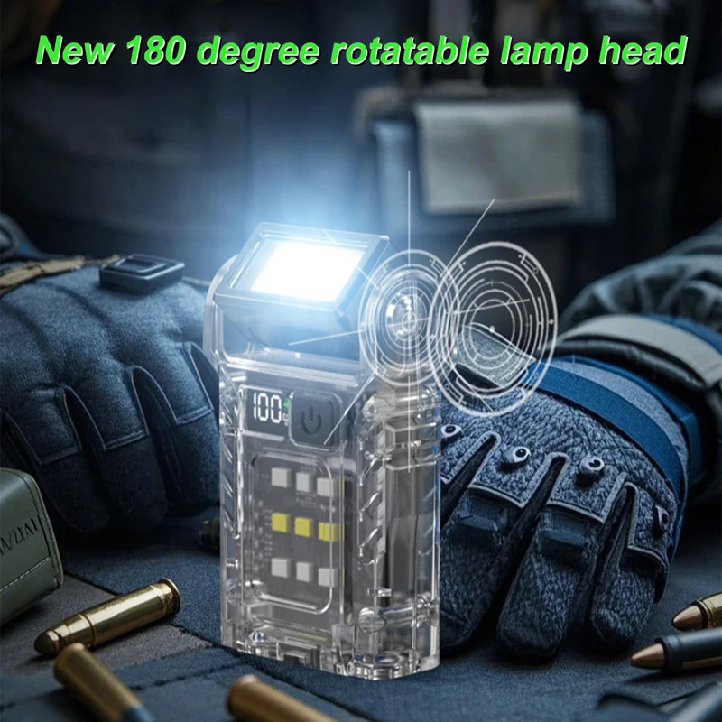 다기능 미니 손전등, 소형 컴팩트 자석 LED 고휘도 플래시 라이트 걷기 응급 상황 자전거 타기 하이킹용