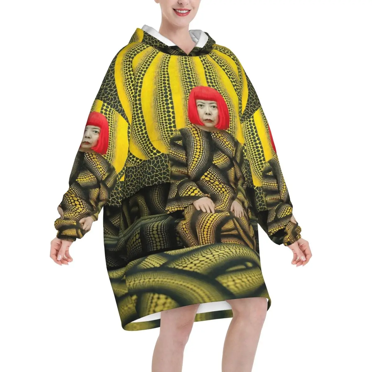 Yayois Kusamas Pumpkin Blanket Hoodie Oversized Wearable Sweatshirt Blanket Warm Gifts for Women Girls Girlfriend